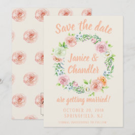 パステル フラワー リース Save the Date 招待状