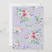 パステル フローラル ウォーターカラー ボタニカル ブライダル シャワー 招待状 (裏面)
