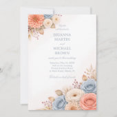 パステル フローラル エレガント フレーム 招待状 (正面)