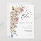 パステル フローラル モダン ラブ イン ブルーム ブライダル シャワー 招待状 (正面)