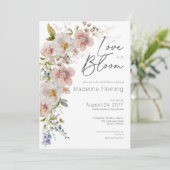 パステル フローラル モダン ラブ イン ブルーム ブライダル シャワー 招待状 (スタンド正面)