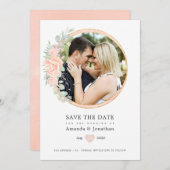 パステル ブッシュ フローラル ジオメトリック ウェディング セーブザデート (正面/裏面)