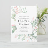 パステル ブラッシュ グリーン 花嫁の友人たちとのランチ会 招待状 (スタンド正面)