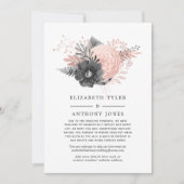 パステル ブラッシュ ピンクとチャコール 縮小されたゲストリスト 案内状 (正面)