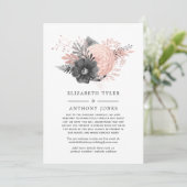 パステル ブラッシュ ピンクとチャコール 縮小されたゲストリスト 案内状 (スタンド正面)