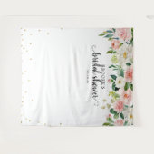 パステル ブラッシュ ピンクの花のウェディングシャワーの写真 タペストリー (正面(横))