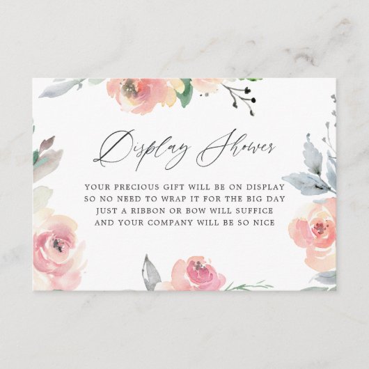 パステル ブラッシュ ピンク ウェディング シャワー ディスプレイ シャワー エンクロージャーカード (正面)