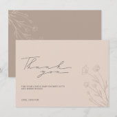 パステル ブラッシュ ピンク ベビーシャワー 小さな花 サンキューカード (正面/裏面)