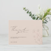 パステル ブラッシュ ピンク ベビーシャワー 小さな花 サンキューカード (スタンド正面)