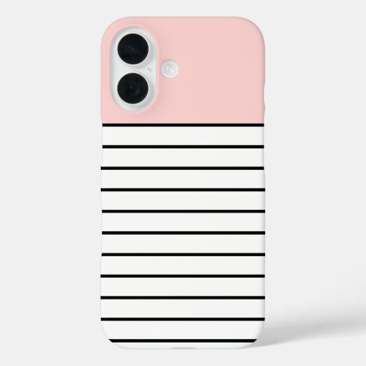 パステル ブラッシュ ピンク 黒 白 ストライプ 柄 Case-Mate iPhoneケース (裏面)