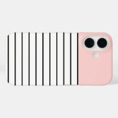 パステル ブラッシュ ピンク 黒 白 ストライプ 柄 Case-Mate iPhoneケース (裏面 (横))