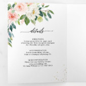 パステル ブラッシュ プリティ ピンク フローラル ボタニカル ウェディング 三つ折り案内状 (内部最初)