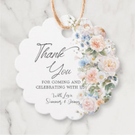 パステル ブラッシュ ホワイト ブルー フラワーブライダル ベイビーシャワー フェイバータグ