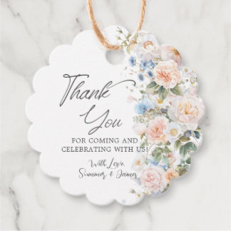パステル ブラッシュ ホワイト ブルー フラワーブライダル ベイビーシャワー フェイバータグ