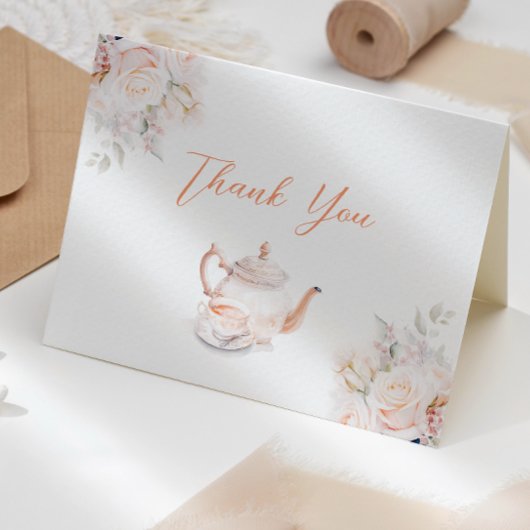 パステル ブルーム ティーパーティー ブライダル シャワー サンキューカード