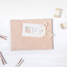 パステル プラッシュ トイ かわいい ベビー シャワー モノグラム ギフトタグ