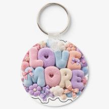 パステル プラッシュ "LOVE MORE" 3D キーチェーン