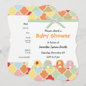 パステル ベイビー エレファント シャワーの招待状 招待状 (正面/裏面)