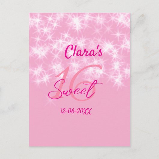 パステル ベビーピンク スイート16 誕生日 名前を追加だ ポストカード (正面)