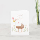 パステル ベビー ベッド 花柄 カード (正面)