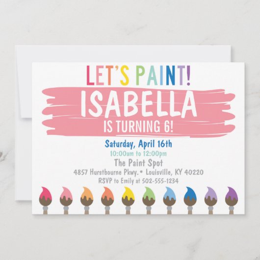 パステル ペイント パーティーの招待状 招待状 (正面)
