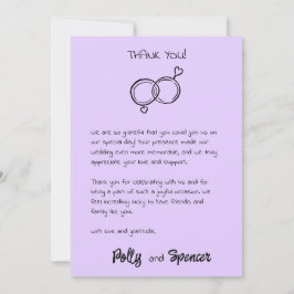 パステル ペンマンシップ 感謝カード ラベンダー 招待状