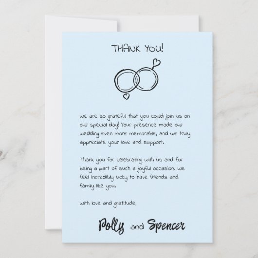 パステル ペンマンシップ 感謝カード 雲 青 招待状 (正面)