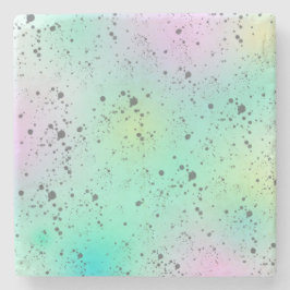 パステル ペールターコイズピンク 抽象アート グレー スポット ストーンコースター