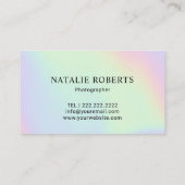 パステル·ホログラフィックエレガント写真 名刺 (裏面)