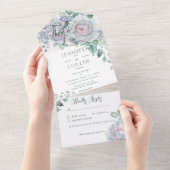 パステル&ホワイトペオニーフローラホワイトディナー オールインワン招待状 (貼ってはがせる)