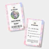 パステル ホームスクール 学生証 写真&バーコード付き バッジ (正面&裏面)