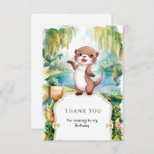 パステル ボーホー オッターバースデー サンキューカード (正面/裏面)