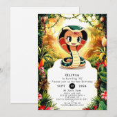 パステル ボーホー スネーク バースデー 招待状 (正面/裏面)