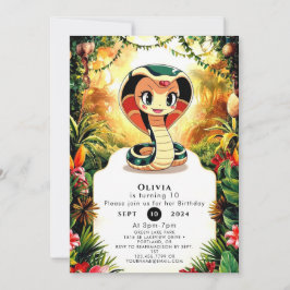 パステル ボーホー スネーク バースデー 招待状