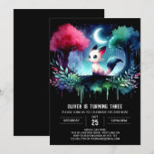 パステル ボーホー ネコの誕生日 招待状 (正面/裏面)