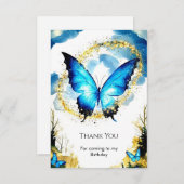パステル ボーホー バタフライ バースデー サンキューカード (正面/裏面)