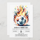 パステル ボール 編集可能なサッカー誕生日 招待状 (正面/裏面)