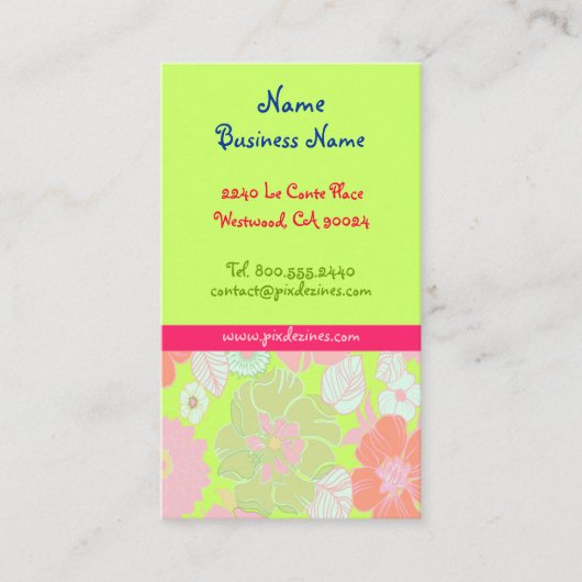 パステル ポピーズ レトロ フラワーズ ビジネス カード (正面)