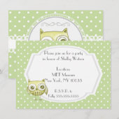 パステル ポルカドットのカスタム ティール オオフクロウ 招待状 (正面/裏面)