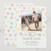 パステル ポルカドット フレーム 性別発表パーティー 招待状 (正面/裏面)