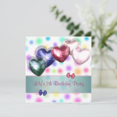 パステル ポルカドット 風船 誕生日パーティー 招待状 (スタンド正面)