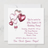 パステル ポルカドット 風船 誕生日パーティー 招待状 (裏面)