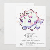 パステル マジェスティック 恐竜 ベビーシャワー 招待状 (正面/裏面)