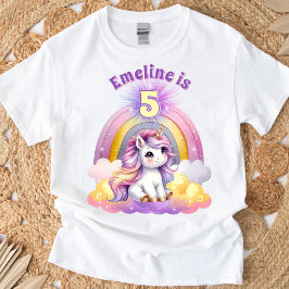 パステル マジカル ユニコーン レインボー スパークル 誕生日  Tシャツ