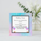 パステル マーブル カクテル バースデー パーティー 招待状 (スタンド正面)