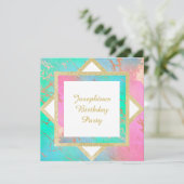 パステル マーブル ゴールド 誕生日  レイヤード カスタム 招待状 (スタンド正面)