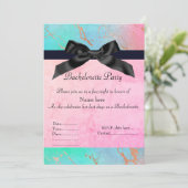 パステル マーブル ブライズメイド グリーン ピンク 新しい 楽しい 招待状 (スタンド正面)