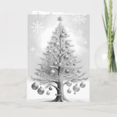 パステル ミニマリスト ピン ツリー シャイニー オーナメント シーズンカード (裏面)