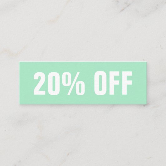 パステル/ミントグリーンシンプルトレンディー割引カード スキニー名刺 (正面)