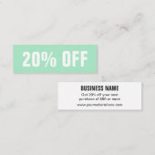 パステル/ミントグリーンシンプルトレンディー割引カード スキニー名刺 (正面/裏面)